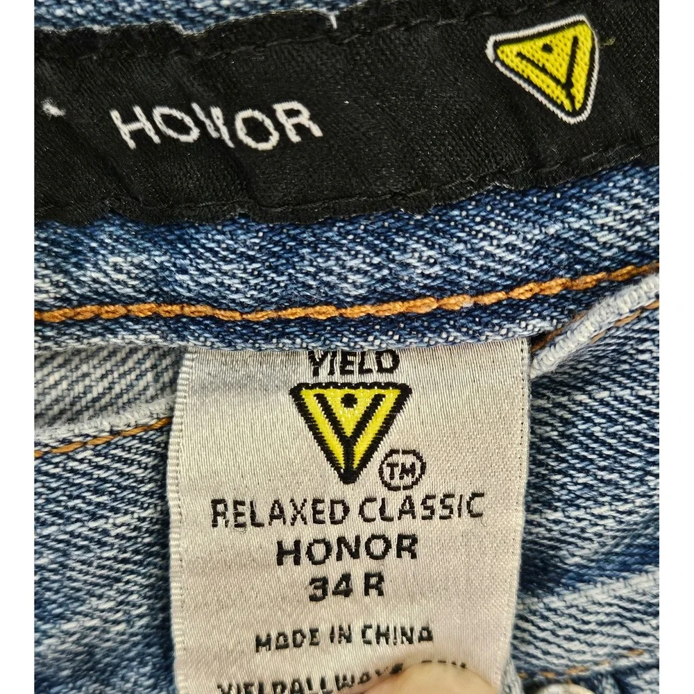 Y2K Distressed Skater 90s Relaxed Classic Jeans Light Wash Denim 34R